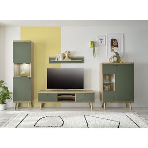 INOSIGN Wohnwand "MAVAS", (Set, 4 St.), in moderner Trendfarbe, Griffe aus Metall (Schwarz), Breite 320 cm