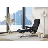 Stressless Relaxsessel "View", (Set, Relaxsessel mit Hocker), mit Hocker, mit Cross Base, Größe S, M & L, Holzakzent Schwarz