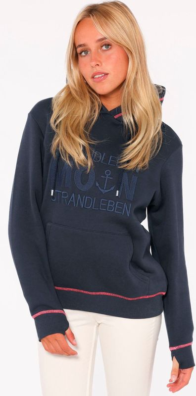 Zwillingsherz Hoodie "Strandleben Moin", mit gesticktem Schriftzug und neonfarbenen Akzenten