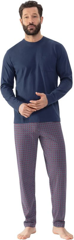 Mey Schlafanzug "RED TILE", Langarm-Shirt mit Brusttasche