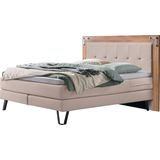 HASENA Boxspringbett Oakland, Boxspringbett, Industrial Look, Kopfteil aus Wildeiche, Used-Look