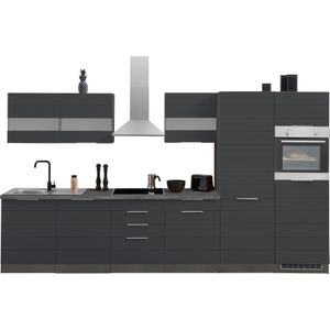 KOCHSTATION Küchenzeile "KS-Luhe", 360 cm breit, wahlweise mit oder ohne E-Geräten, gefräste MDF-Fronten