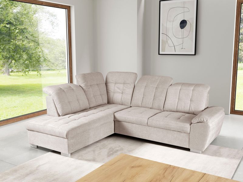 WERK2 Ecksofa "Brindisi, bequem und komfortabel, L-Form", mit verstellbaren Kopfteilen, Bettfunktion & Bettkasten