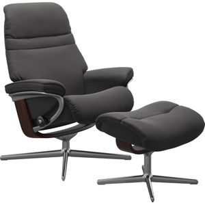 Stressless Relaxsessel "Sunrise", (Set, Relaxsessel mit Hocker), mit Hocker, mit Cross Base, Größe S, M & L, Holzakzent Braun