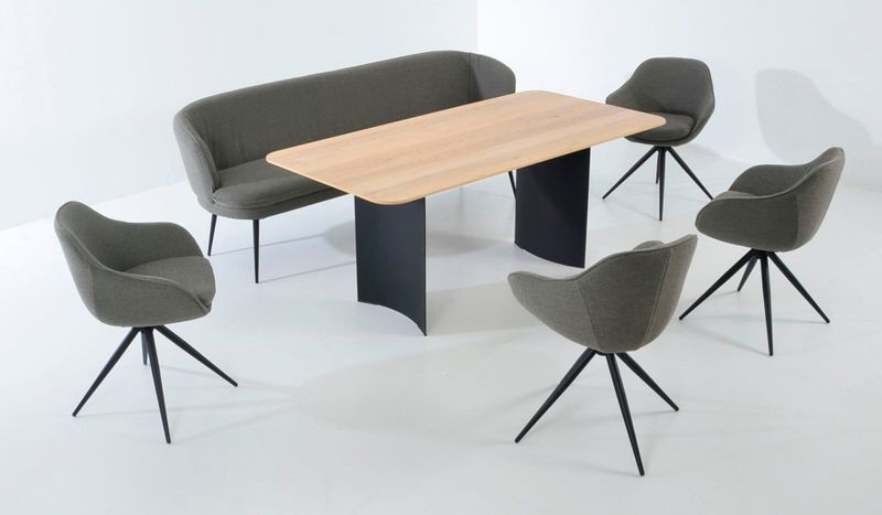 K+W Komfort & Wohnen Essgruppe "ZOOM", abgerundete Essgruppe mit Solobank, 4 Sesseln und 1 Tisch