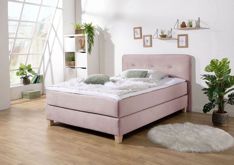 Home affaire Boxspringbett "Fargo", inkl. Topper, in 3 Matratzenarten, in Samt- oder Strukturstoff