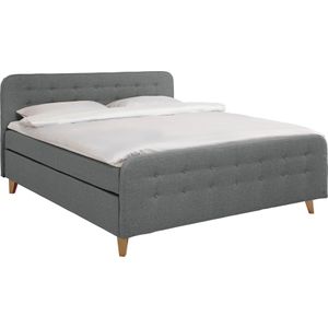 TOM TAILOR HOME Boxspringbett "NORDIC BOX", mit Knopfheftung im Kopfteil und Fußteil, Füße in Buche natur