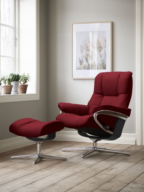 Stressless Relaxsessel "Mayfair", (Set, Relaxsessel mit Hocker), mit Hocker, mit Cross Base, Größe S, M & L, Holzakzent Schwarz