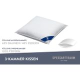 SPESSARTTRAUM 3-Kammer-Kopfkissen "Laax Kissen 40x80 cm & 80x80 cm", Füllung: 100% Daunen, Bezug: 100% Baumwolle, (1 St.), 3-Kammerkissen weich und stützend