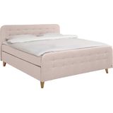 TOM TAILOR HOME Boxspringbett "NORDIC BOX", mit Knopfheftung im Kopfteil und Fußteil, Füße in Buche natur