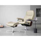 Stressless Relaxsessel "Consul", (Set, Relaxsessel mit Hocker), mit Hocker, mit Cross Base, Größe S, M & L, Holzakzent Braun