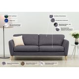 Home affaire 3-Sitzer "MARSEILLE Sofa 206 cm", mit Massivholzbeinen aus Eiche, verschiedene Bezüge und Farbvarianten
