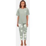 TOM TAILOR Capri-Pyjama "Kenmare", (2 tlg.), Uni Oberteil, Hose mit floralem Muster