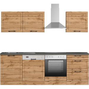 KOCHSTATION Küchenzeile "KS-Lani, mit MDF-Fronten", Breite 240 cm, wahlweise mit E-Geräten, Höhen-Ausgleichsfüße 0-4 cm
