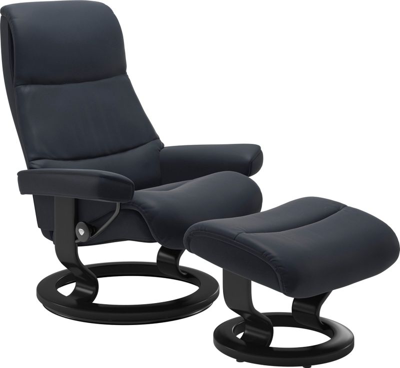 Stressless Relaxsessel "View", (Set, Relaxsessel mit Hocker), mit Classic Base, Größe M,Gestell Schwarz