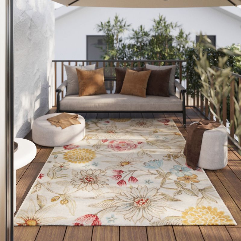 Wecon home Outdoorteppich "Abloom", rechteckig, 5 mm Höhe, Läufer, für Innen & Außen, pflegeleicht, Hoch-Tief Effekt