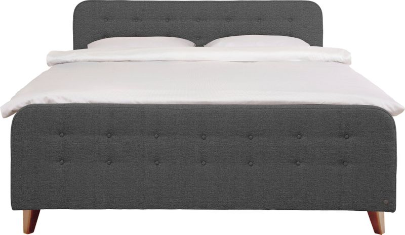 TOM TAILOR HOME Boxspringbett "NORDIC BOX", mit Knopfheftung im Kopfteil und Fußteil, Füße in Buche natur