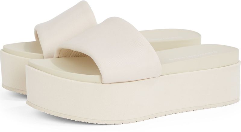 Calvin Klein Jeans Pantolette "FLATFORM SANDAL SLIDE IN NYLON", Poolslides, Sommerschuh, Strandschuh, Plateausohle, zum Schlupfen