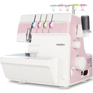 Medion Overlock-Nähmaschine "SO90 (MD 19169), 90 Watt Motorleistung, Freiarmnähen, Nählicht", 1.200 Stichen/min, Teleskopfadenführung, bis zu 4 Fäden gleichzeitig