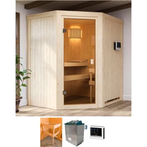 Karibu Sauna "Faurin", mit Ofen 9 kW Bio mit ext. Strg.