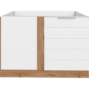 KOCHSTATION Eckunterschrank "KS-Luhe", 120 cm breit, hochwertige MDF-Fronten mit waagerechter Lisene