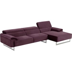 Egoitaliano Ecksofa "Malika, L-Form", mit Recamiere, inkl. Kopfteilverstellung und chromfarbenen Metallfüßen