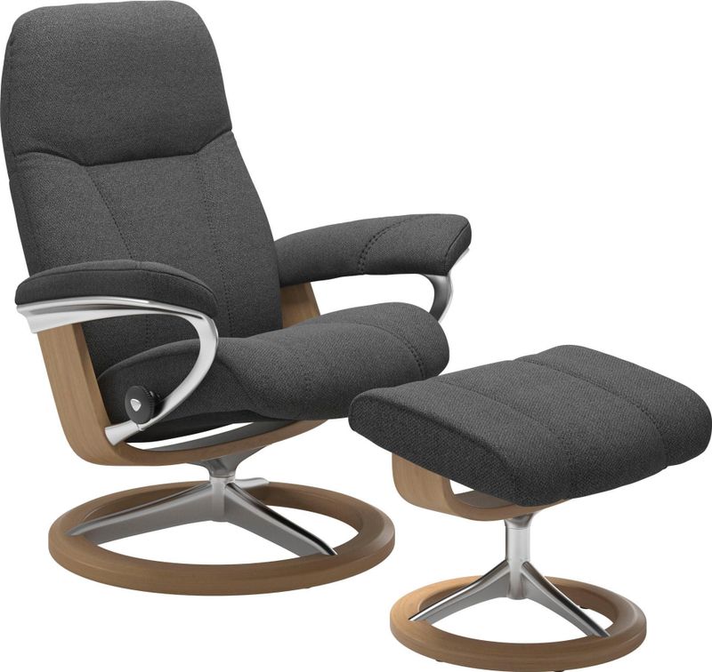 Stressless Relaxsessel "Consul", (Set, Relaxsessel mit Hocker), mit Hocker, mit Signature Base, Größe M, Gestell Eiche