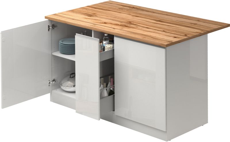 KOCHSTATION Kücheninsel "KS-Sole,Kochinsel,Küchenarbeitsblock,Inselküche,Arbeitsinsel", Breite 155 cm, mit Apothekerauszug, gedämpfte Türen