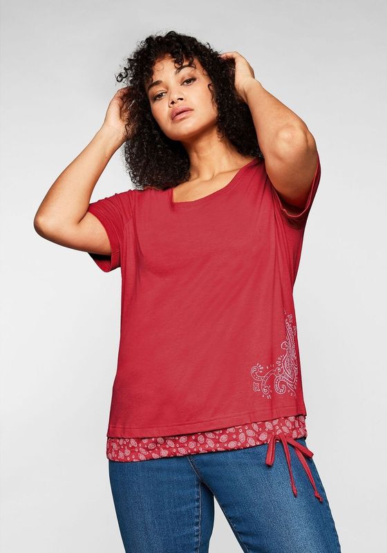Sheego T-Shirt "Große Größen", in 2-in-1-Optik mit Print und Tunnelzug