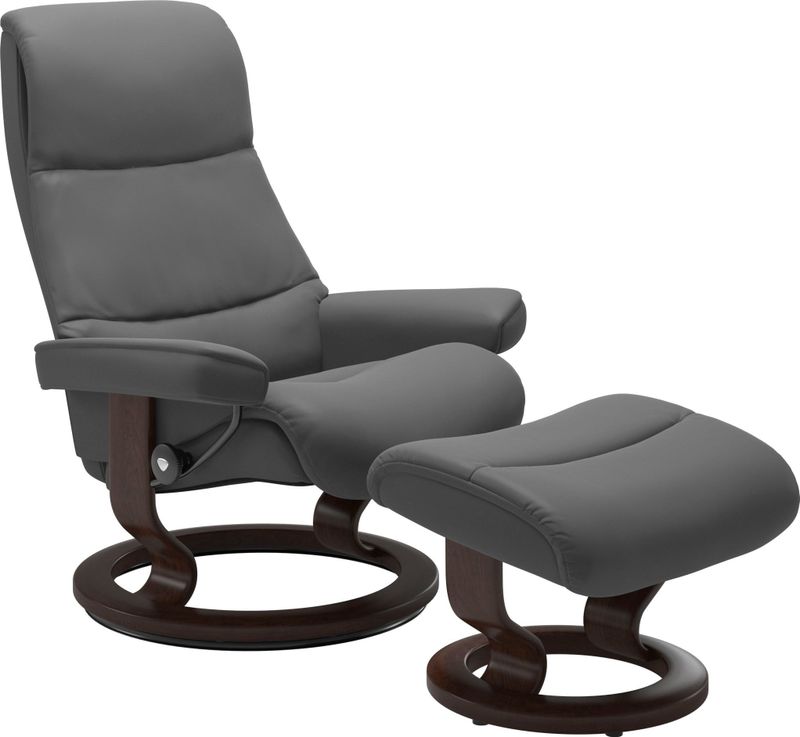 Stressless Relaxsessel "View", (Set, Relaxsessel mit Hocker), mit Classic Base, Größe M,Gestell Braun