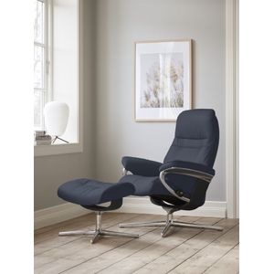 Stressless Relaxsessel "Sunrise", (Set, Relaxsessel mit Hocker), mit Hocker, mit Cross Base, Größe S, M & L, Holzakzent Schwarz