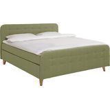 TOM TAILOR HOME Boxspringbett "NORDIC BOX", mit Knopfheftung im Kopfteil und Fußteil, Füße in Buche natur