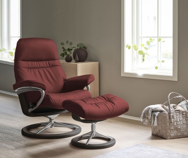 Stressless Relaxsessel "Sunrise", (Set, Relaxsessel mit Hocker), mit Signature Base, Größe L, Gestell Wenge