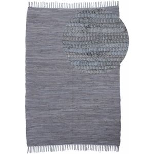 carpetfine Teppich "Kelim Chindi uni", rechteckig, 5 mm Höhe, Wendeteppich, reine Baumwolle, handgewebt, Uni-Farben, mit Fransen