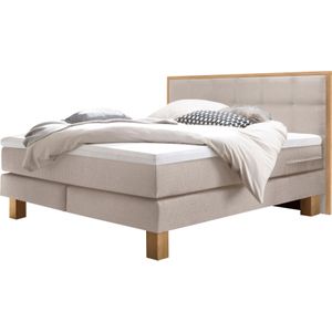 HASENA Boxspringbett "Cottage" mit gepolstertem Kopfteil, Kopfteilrahmen und Füsse aus massiver Eiche