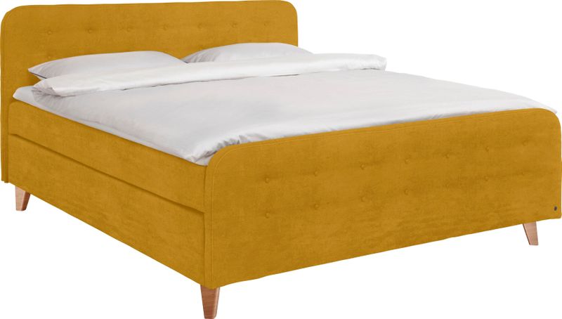 TOM TAILOR HOME Boxspringbett "NORDIC BOX", mit Knopfheftung im Kopfteil und Fußteil, Füße in Buche natur