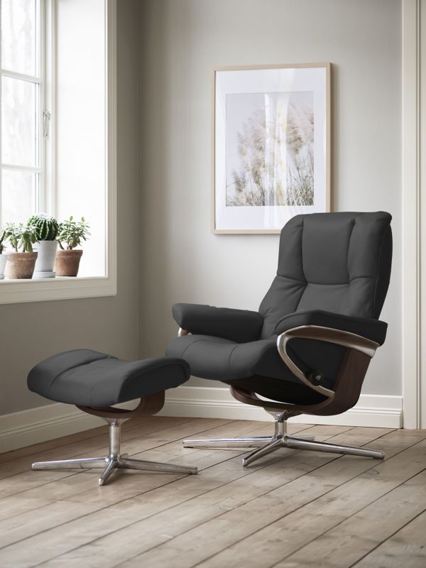 Stressless Relaxsessel "Mayfair", (Set, Relaxsessel mit Hocker), mit Hocker, mit Cross Base, Größe S, M & L, Holzakzent Braun