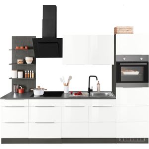 KOCHSTATION Küchenzeile "KS-Brindisi Breite 270 cm", wahlweise mit E-Geräten und Induktion, mit MDF-Fronten und Regal