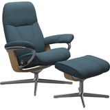 Stressless Relaxsessel "Consul", (Set, Relaxsessel mit Hocker), mit Hocker, mit Cross Base, Größe S, M & L, Holzakzent Eiche