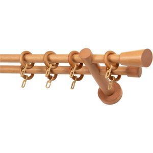 GARESA Gardinenstange "CLASSICO MOLIS", 2 läufig-läufig, Wunschmaßlänge, Vorhanggarnitur, verlängerbar, Wandmontage, Keil, mit Ringe und Haken