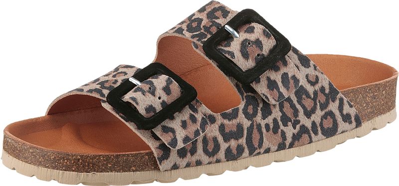 VERBENAS Pantolette "Randell Leopardo", Sommerschuh, Schlappen, Hausschuh mit Softfußbett