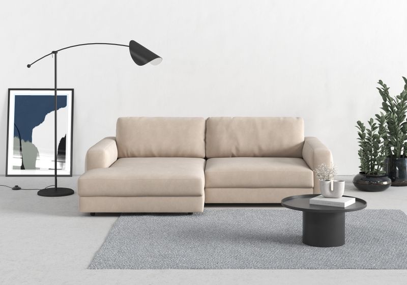 TRENDMANUFAKTUR Ecksofa "Bourbon, Designsofa mit tollem Sitzkomfort, L-Form,", extra tiefe Sitzfläche, wahlweise mit Sitztiefenverstellung