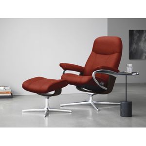 Stressless Relaxsessel "Consul", (Set, Relaxsessel mit Hocker), mit Hocker, mit Cross Base, Größe S, M & L, Holzakzent Braun