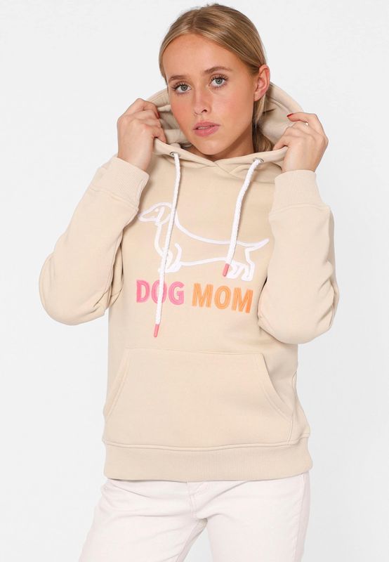Zwillingsherz Hoodie ""Dog Mom"", mit gesticktem Hundemotiv und Fronttasche