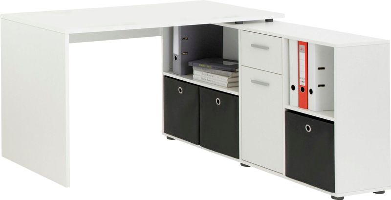 FMD Eckschreibtisch "Lex, Schreibtisch / Sideboard,", variabel montierbar, Breite 136 / 205 cm, Made in Germany