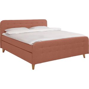 TOM TAILOR HOME Boxspringbett "NORDIC BOX", mit Knopfheftung im Kopfteil und Fußteil, Füße in Buche natur
