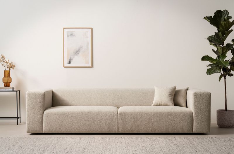 andas 3-Sitzer "BAKELS, Couch in Cord oder Boucle-Stoff, Sofa im modernen Design", bequemer Sitzkomfort,in 2 Stoffen und 8 Farben lieferbar