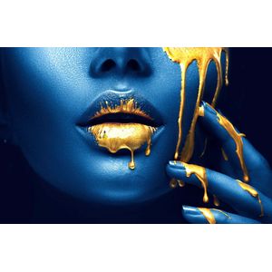 Papermoon Fototapete "GOLDENE LIPPEN-SCHMUCK ART DESIGN ABSTRAKT MUSTER KUNST"