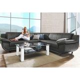 TRENDMANUFAKTUR Ecksofa "Rondo wahlweise mit Schlaffunktion, 267x247 cm (BxT), breite Armlehnen", L-Form, wahlweise mit Federkern bestellbar, Füße schwarz