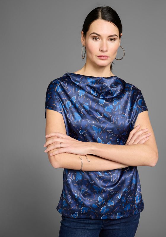 HECHTER PARIS Shirtbluse, mit Wasserfallausschnitt und Satinfront